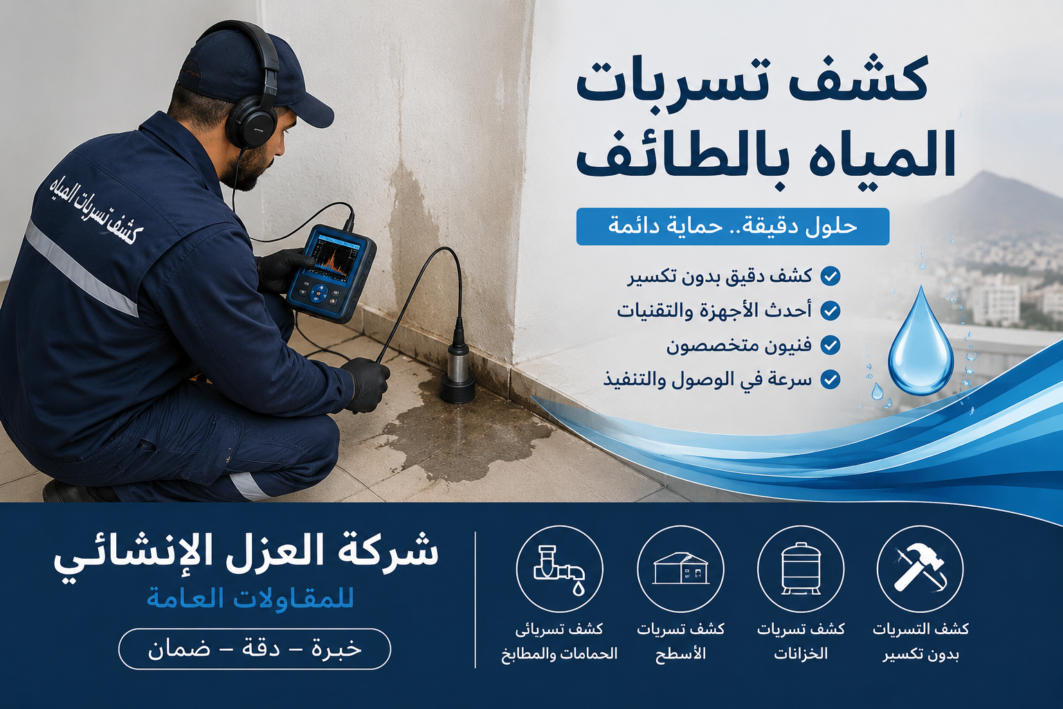 كشف تسربات المياه بدون تكسير