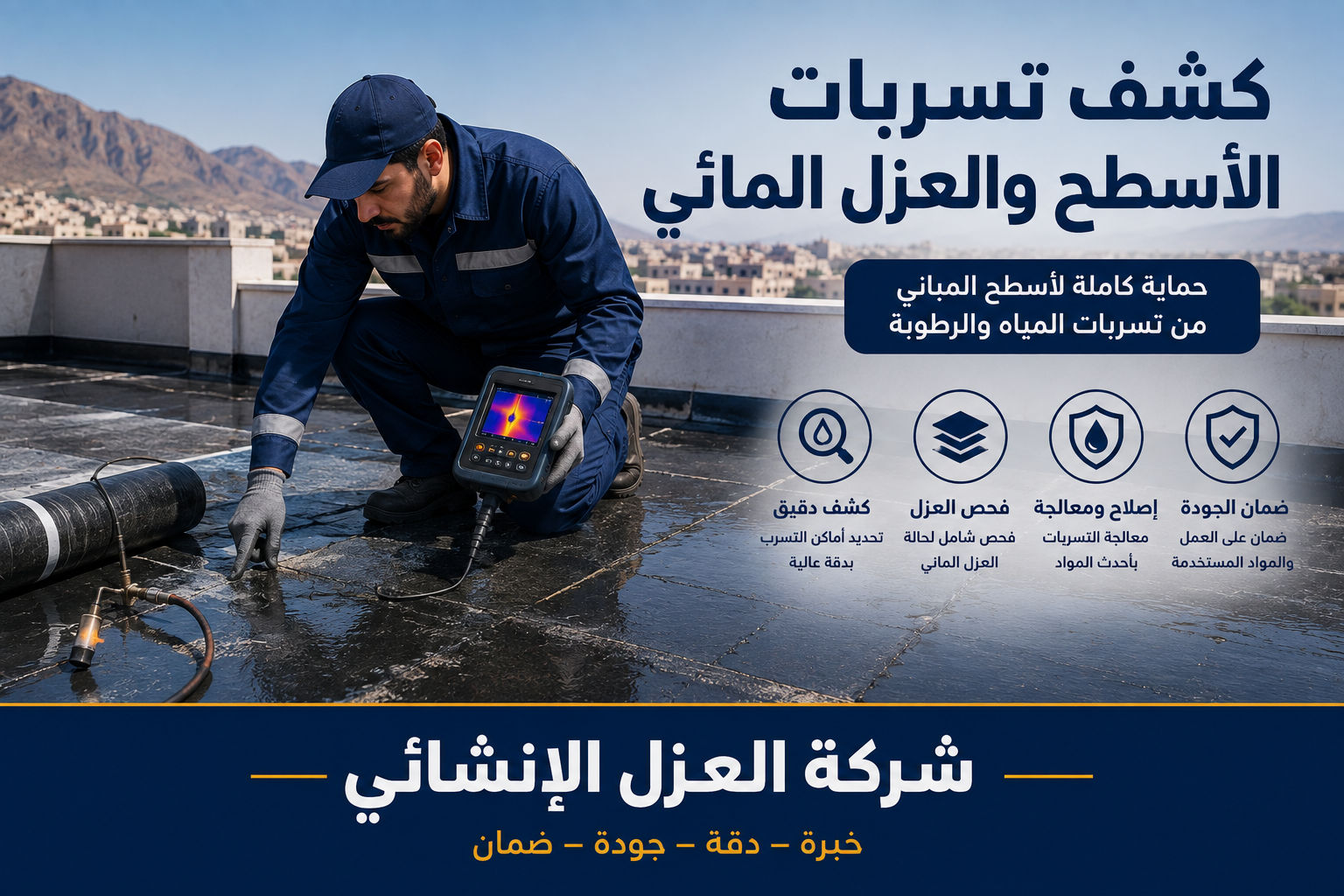 كشف تسربات الاسطح والخزانات